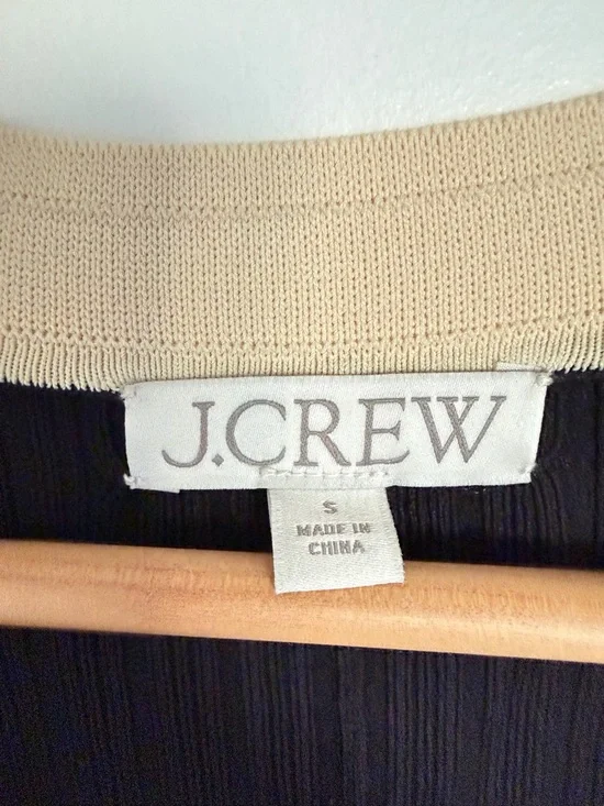 J. Crew Black Midi Cardigan Dress with Cream Trim - Picture 4 of 5